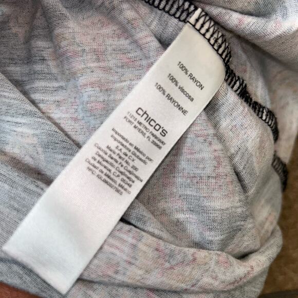 Chico's Parisian Medallion Lace-Up Top SZ 2 (LG) boho flowy 3/4 sleeve neck tie - Picture 8 of 10